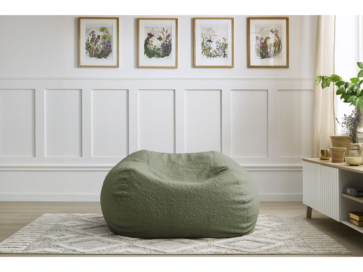Pouf ultra moelleux MERIBEL bouclette vert — vue 5