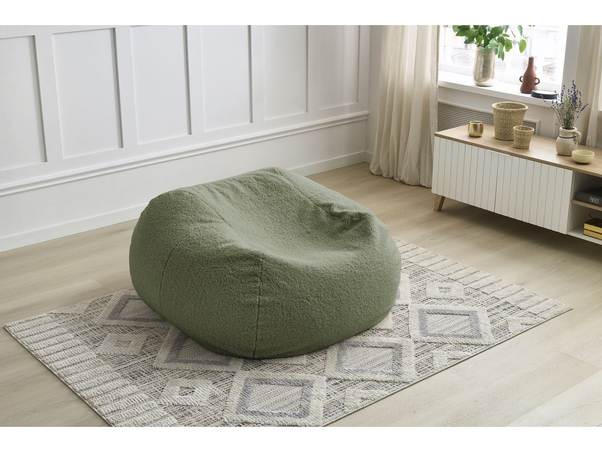 Pouf ultra moelleux MERIBEL bouclette vert — vue 6