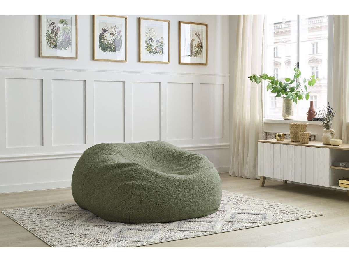 Pouf ultra moelleux MERIBEL bouclette vert — vue 4