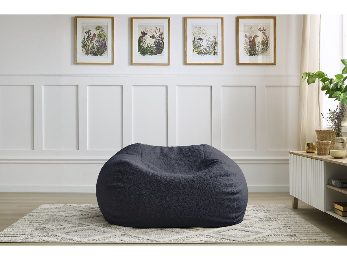 Pouf ultra moelleux MERIBEL bouclette bleu foncé — vue 5