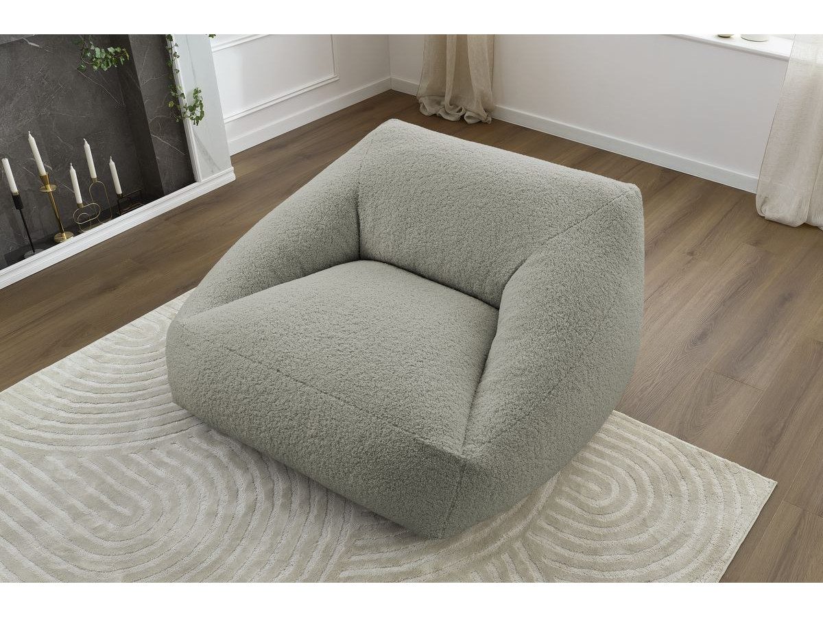 Pouf ultra moelleux LILIBET bouclette gris clair — vue 5