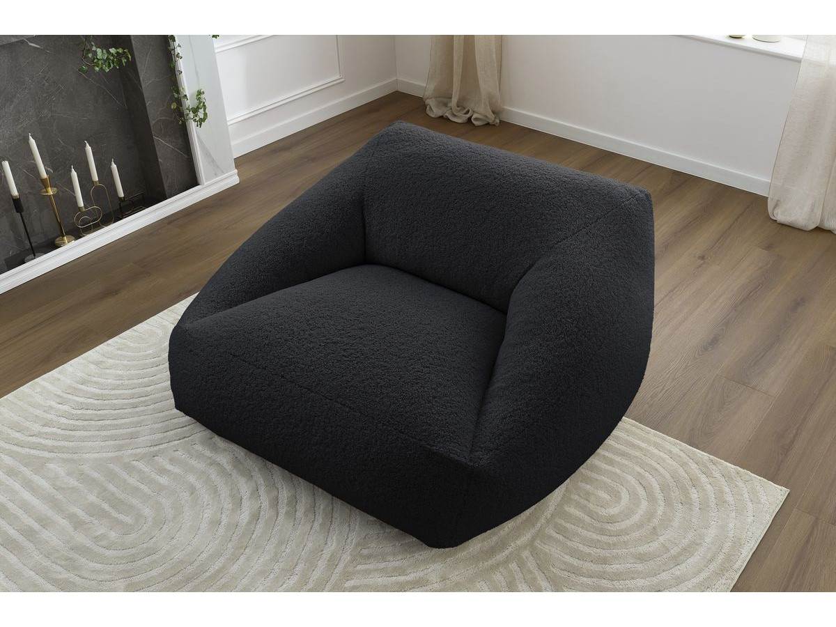 Pouf ultra moelleux LILIBET bouclette noir — vue 5