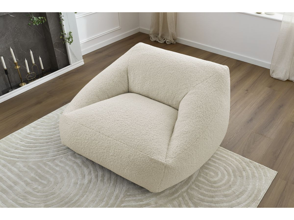 Pouf ultra moelleux LILIBET bouclette beige — vue 5