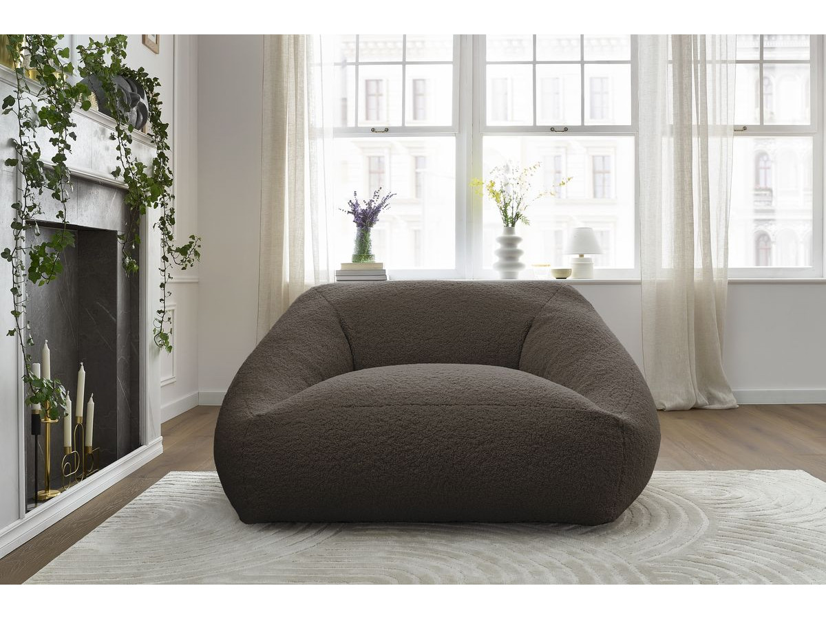 Pouf ultra moelleux LILIBET bouclette marron — vue 5