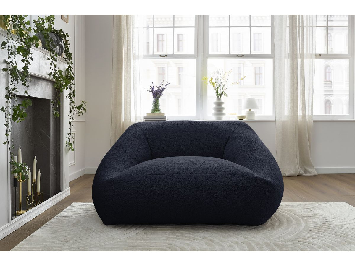 Pouf ultra moelleux LILIBET bouclette bleu foncé — vue 5