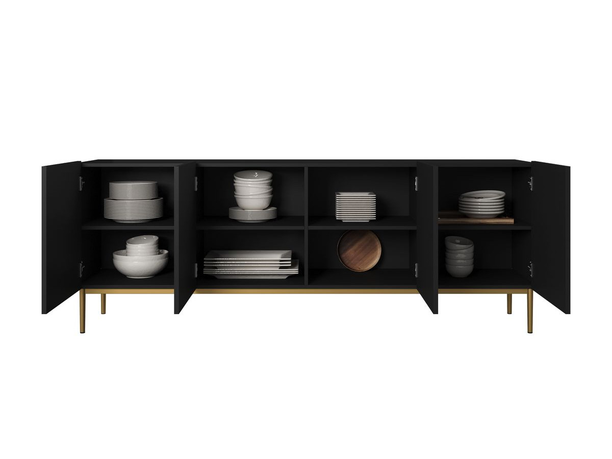 KASHA set met 200 cm tv-meubel + 200 cm 4-deurs dressoir met gouden poten