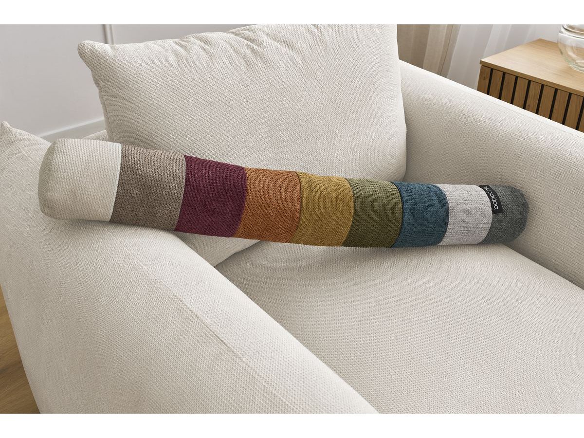 Canapé d'angle fixe EVEREST tissu chiné - Orange - Angle droit - 10 coussins