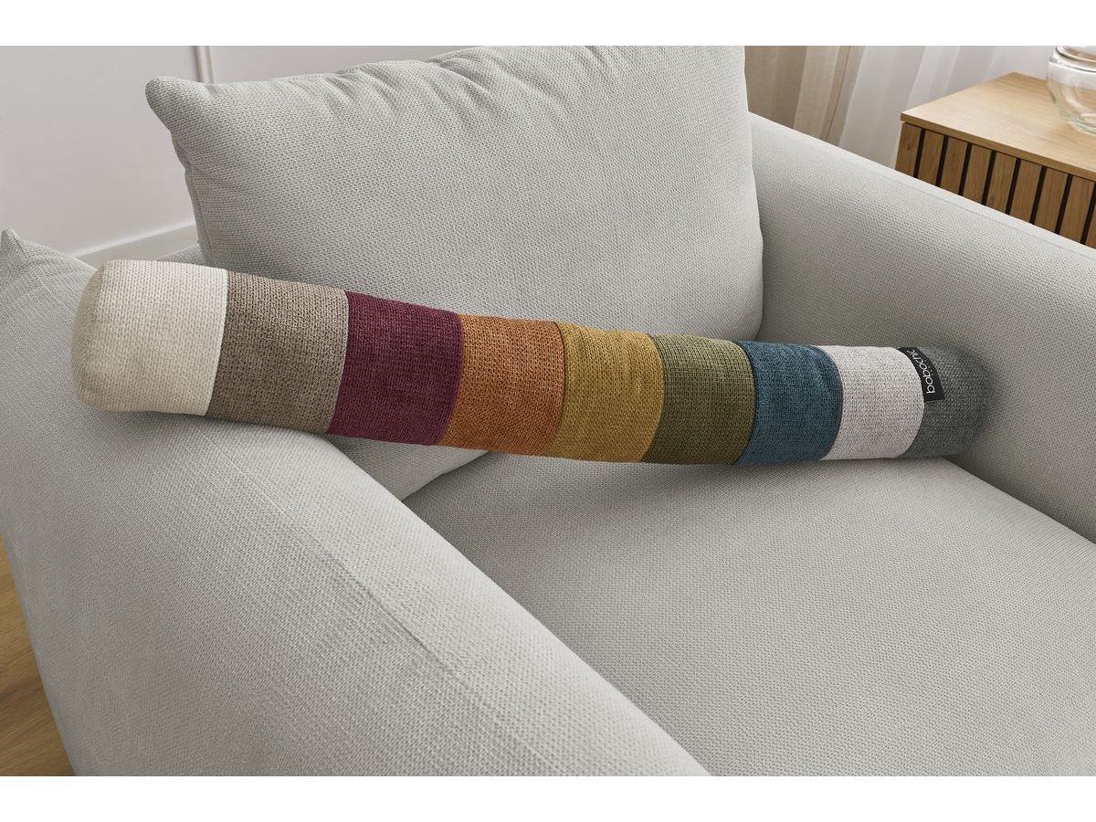 Canapé d'angle fixe EVEREST tissu chiné - Orange - Angle droit - 10 coussins
