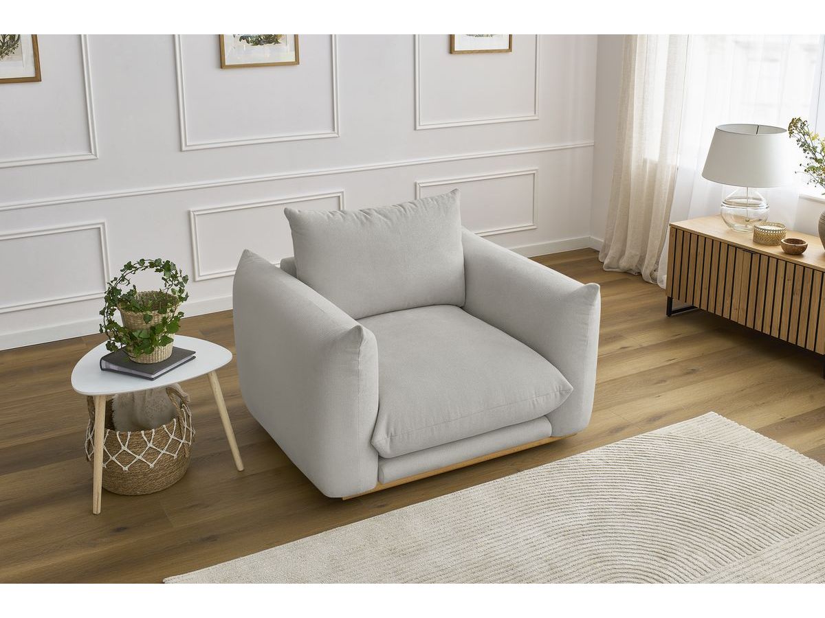 Canapé d'angle fixe EVEREST tissu chiné - Orange - Angle droit - 10 coussins