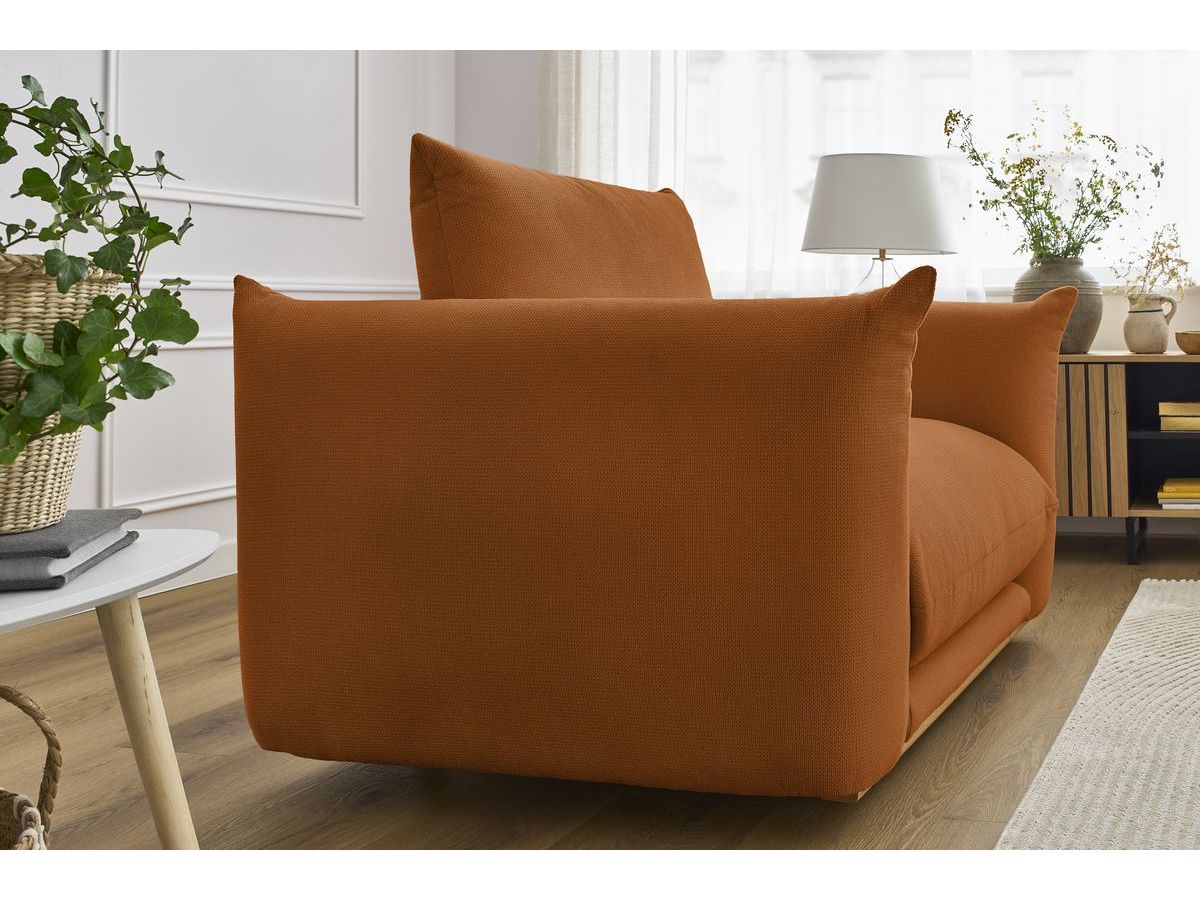 Canapé d'angle fixe EVEREST tissu chiné - Orange - Angle droit - 10 coussins