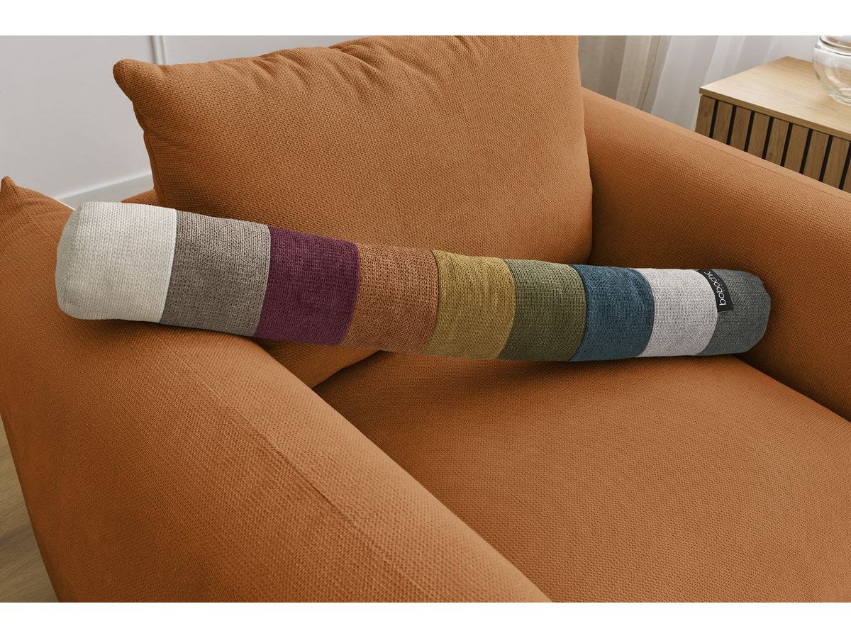 Canapé d'angle fixe EVEREST tissu chiné - Orange - Angle droit - 10 coussins