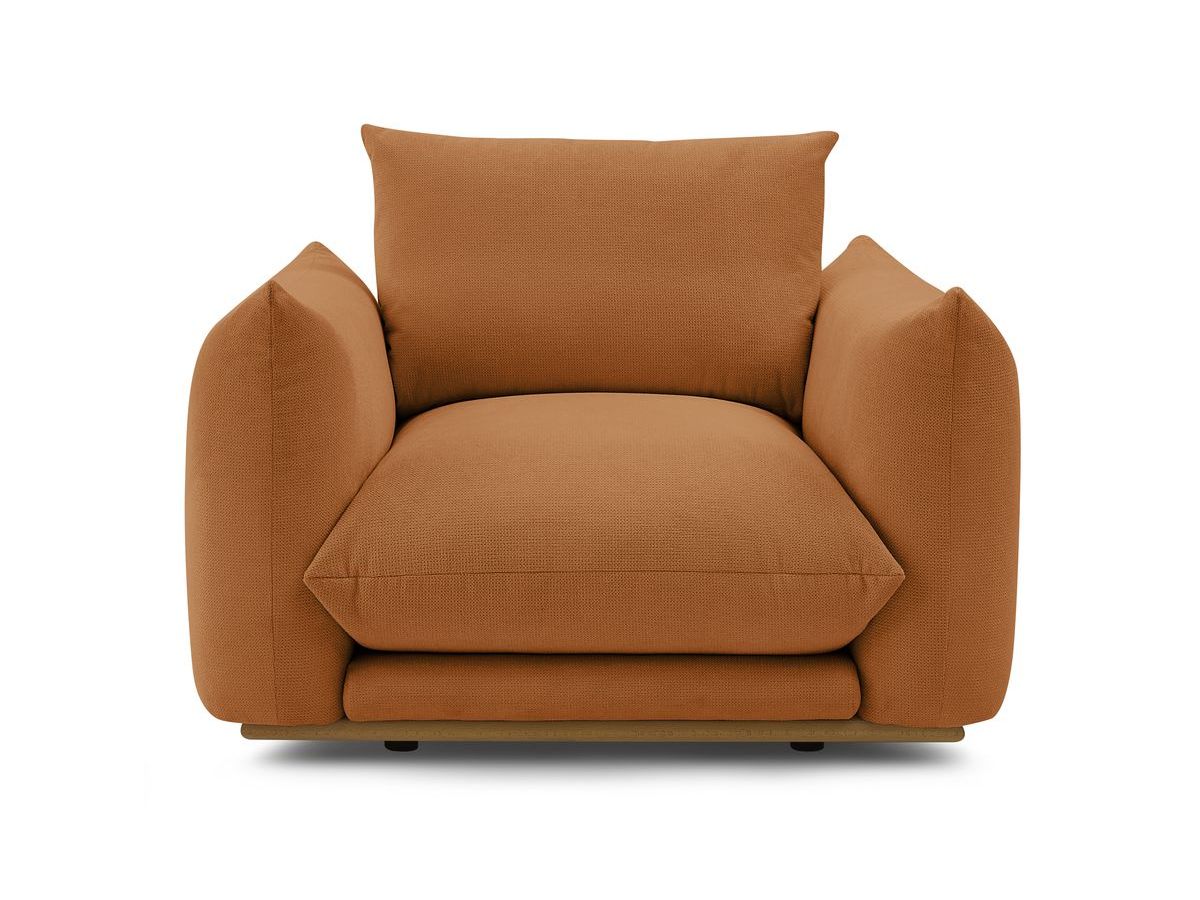Canapé d'angle fixe EVEREST tissu chiné - Orange - Angle droit - 10 coussins
