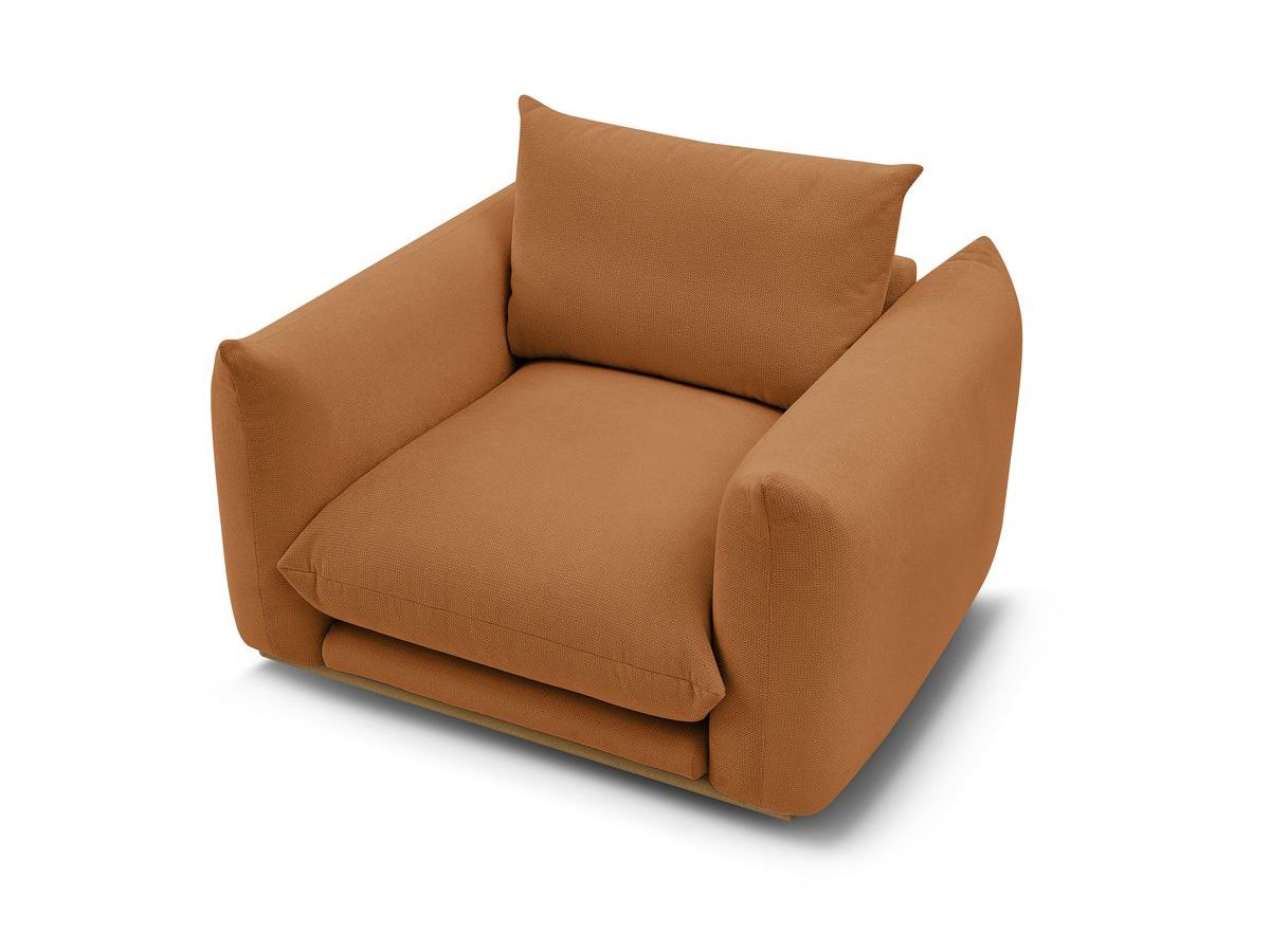 Canapé d'angle fixe EVEREST tissu chiné - Orange - Angle droit - 10 coussins