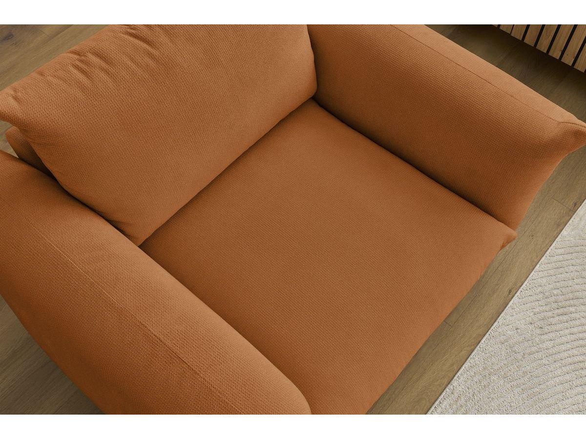 Canapé d'angle fixe EVEREST tissu chiné - Orange - Angle droit - 10 coussins
