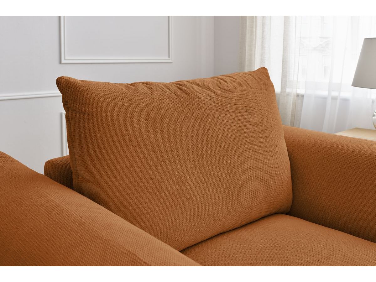 Canapé d'angle fixe EVEREST tissu chiné - Orange - Angle droit - 10 coussins