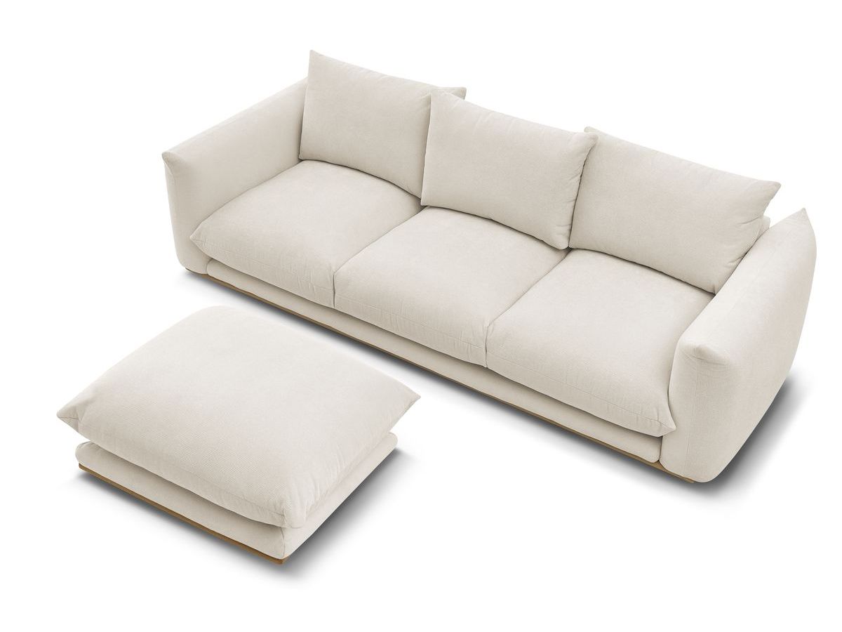 Canapé d'angle fixe EVEREST tissu chiné - Orange - Angle droit - 10 coussins