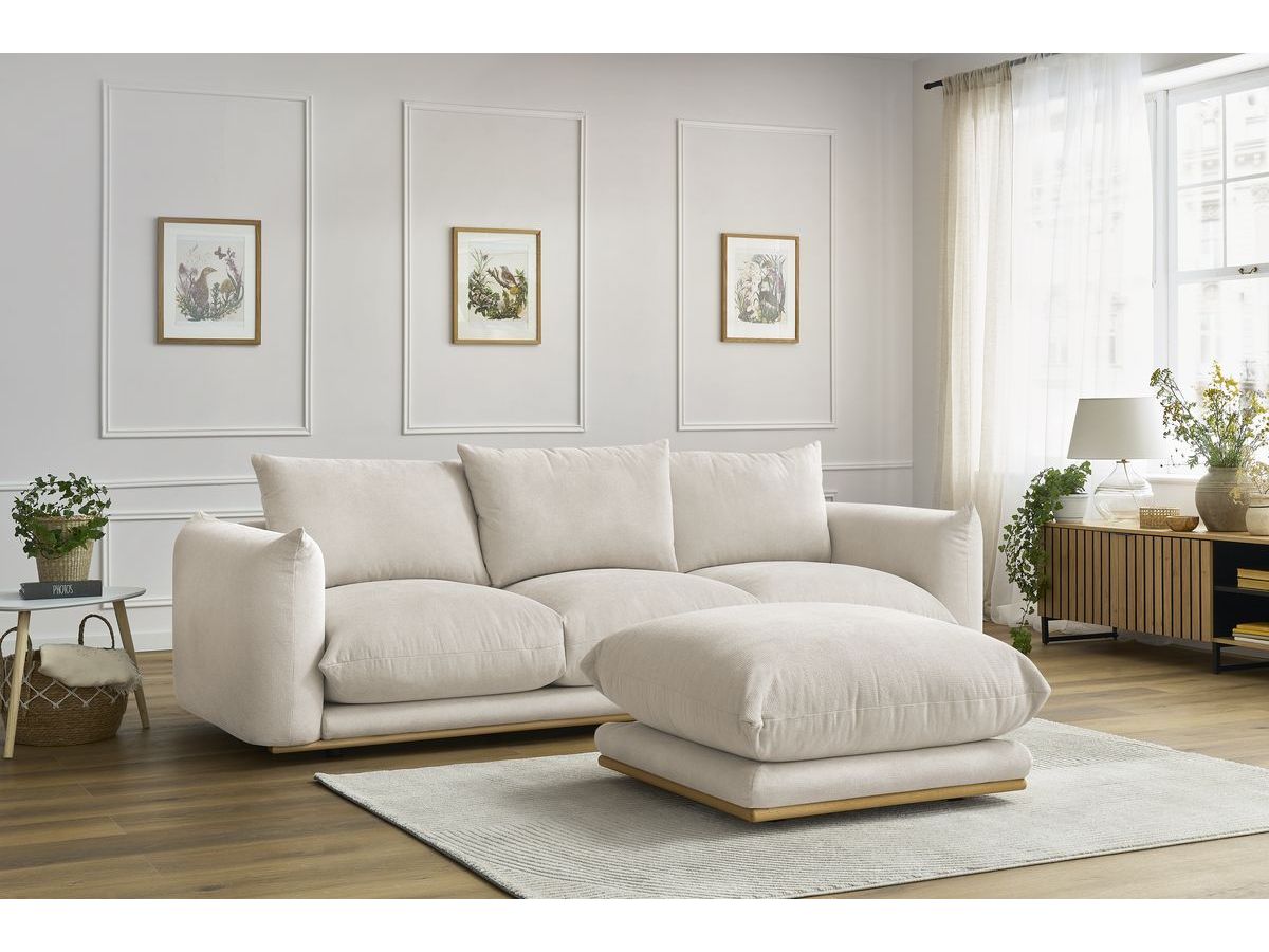 Canapé droit 3 places ERNEST avec pouf beige — vue 5