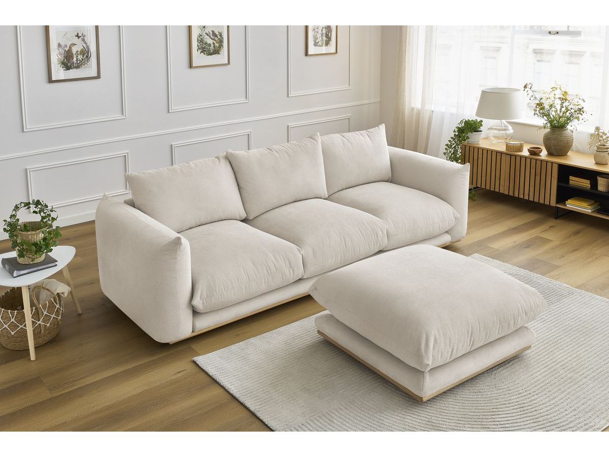 Canapé d'angle fixe EVEREST tissu chiné - Orange - Angle droit - 10 coussins