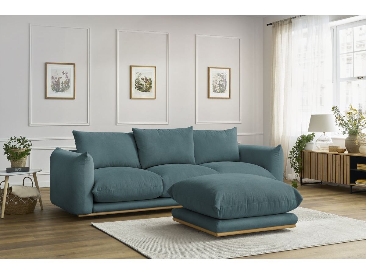 Canapé droit 3 places ERNEST avec pouf bleu foncé — vue 5