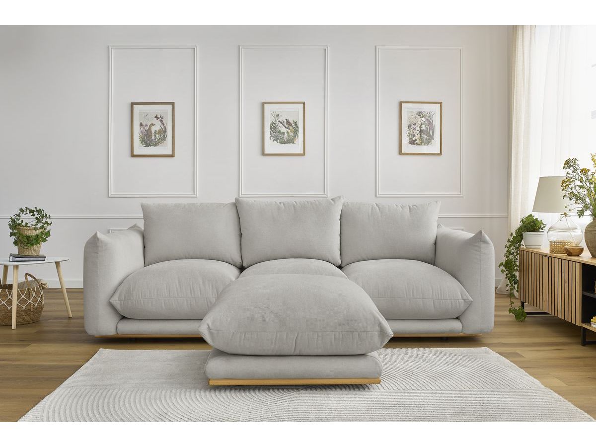 Canapé droit 3 places ERNEST avec pouf gris clair — vue 5