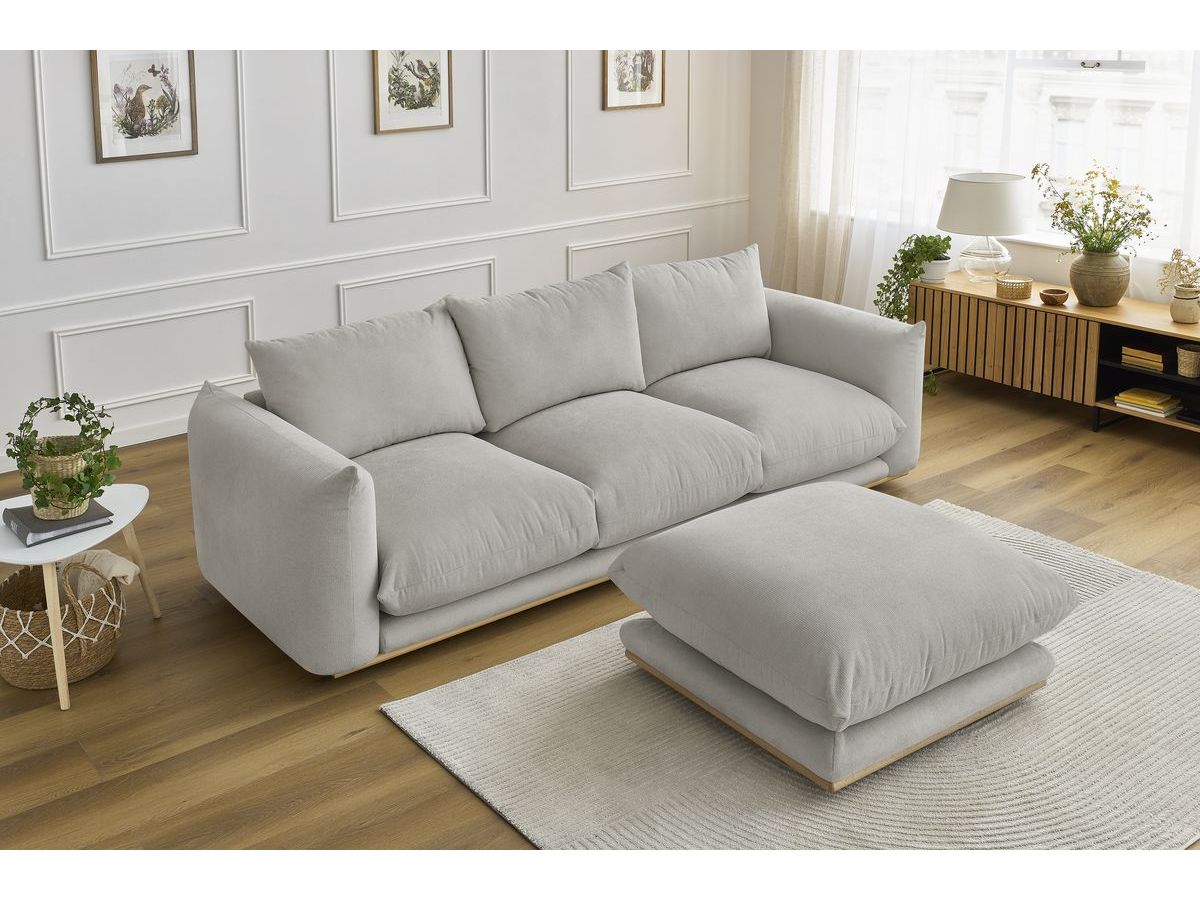 Canapé d'angle fixe EVEREST tissu chiné - Orange - Angle droit - 10 coussins
