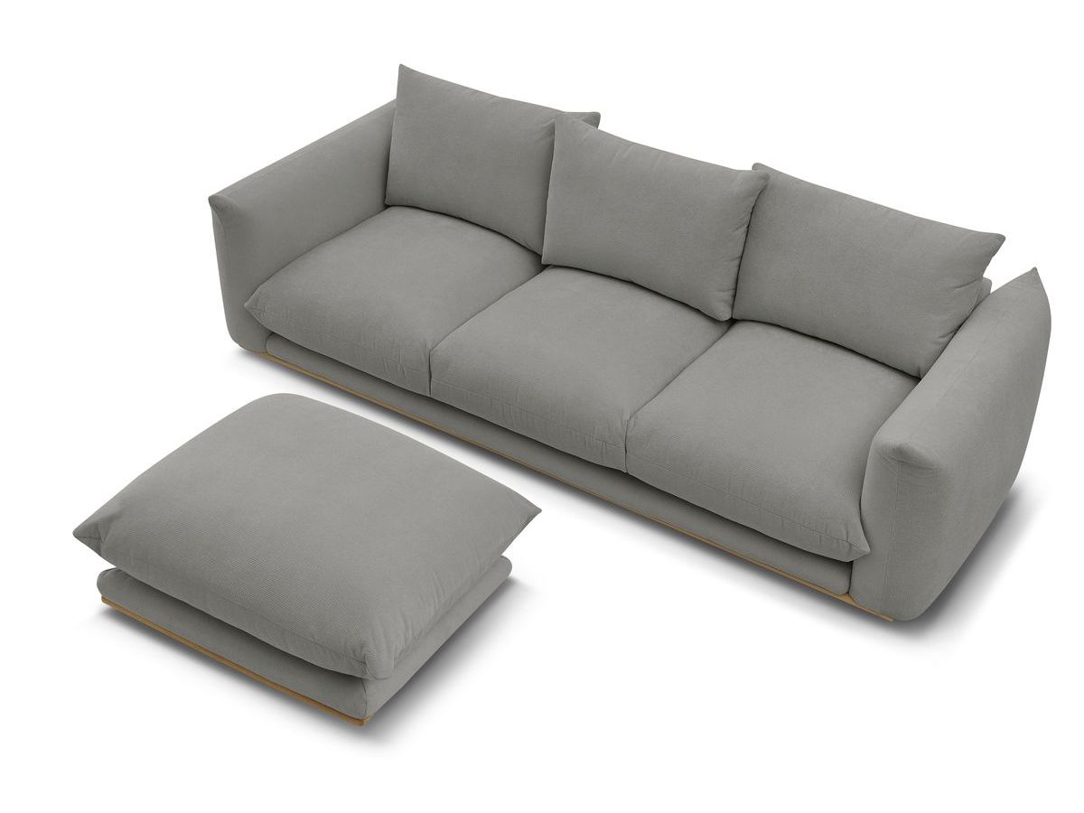 Canapé d'angle fixe EVEREST tissu chiné - Orange - Angle droit - 10 coussins
