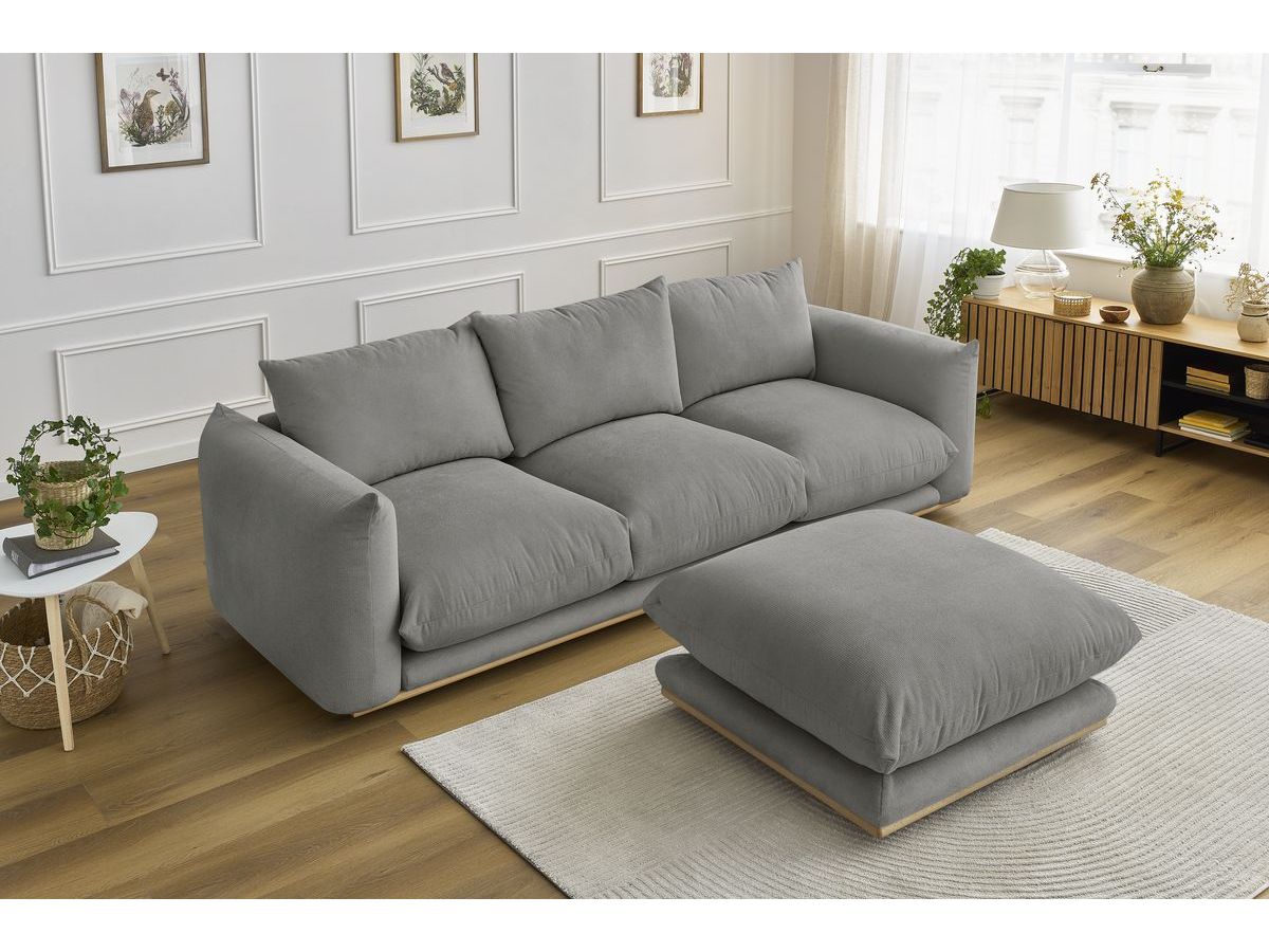 Canapé d'angle fixe EVEREST tissu chiné - Orange - Angle droit - 10 coussins