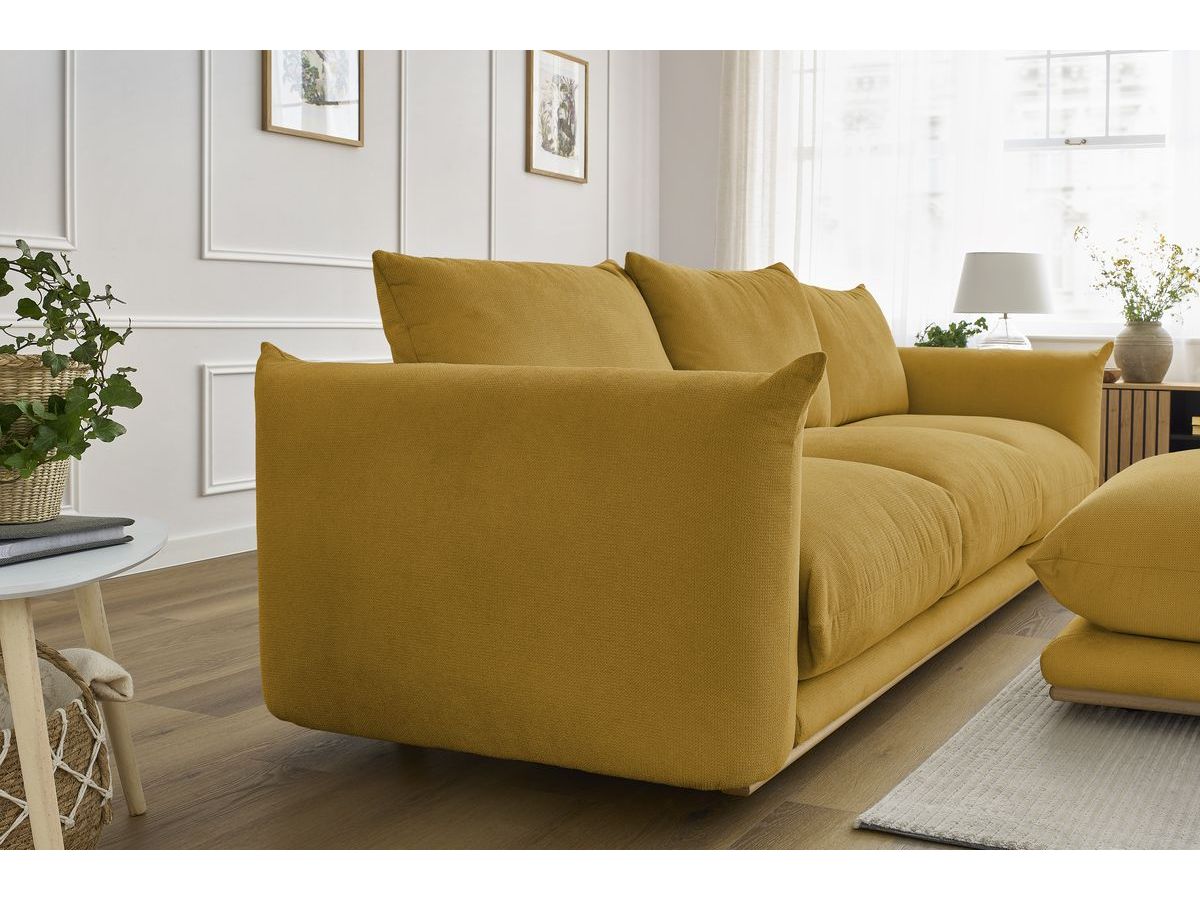 Canapé d'angle fixe EVEREST tissu chiné - Orange - Angle droit - 10 coussins