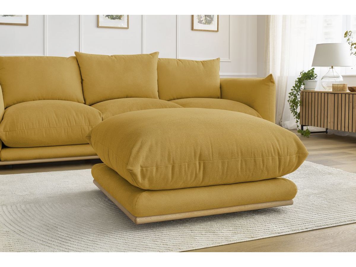 Canapé d'angle fixe EVEREST tissu chiné - Orange - Angle droit - 10 coussins