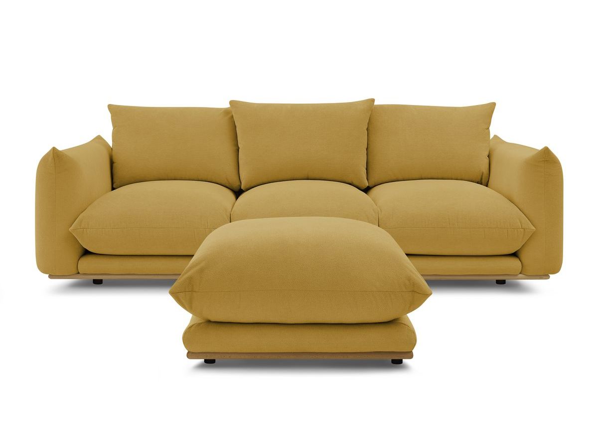 Canapé d'angle fixe EVEREST tissu chiné - Orange - Angle droit - 10 coussins