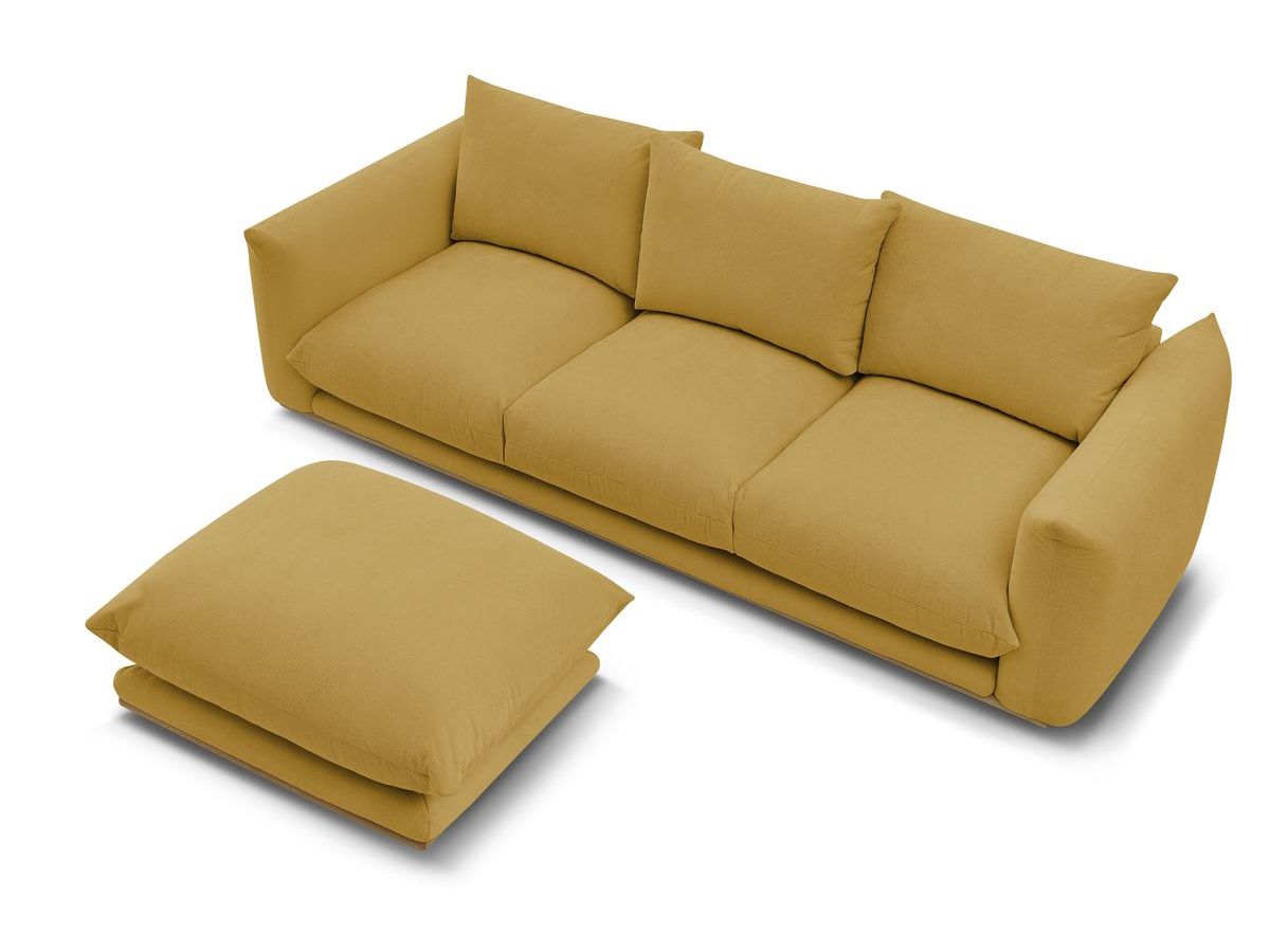 Canapé d'angle fixe EVEREST tissu chiné - Orange - Angle droit - 10 coussins