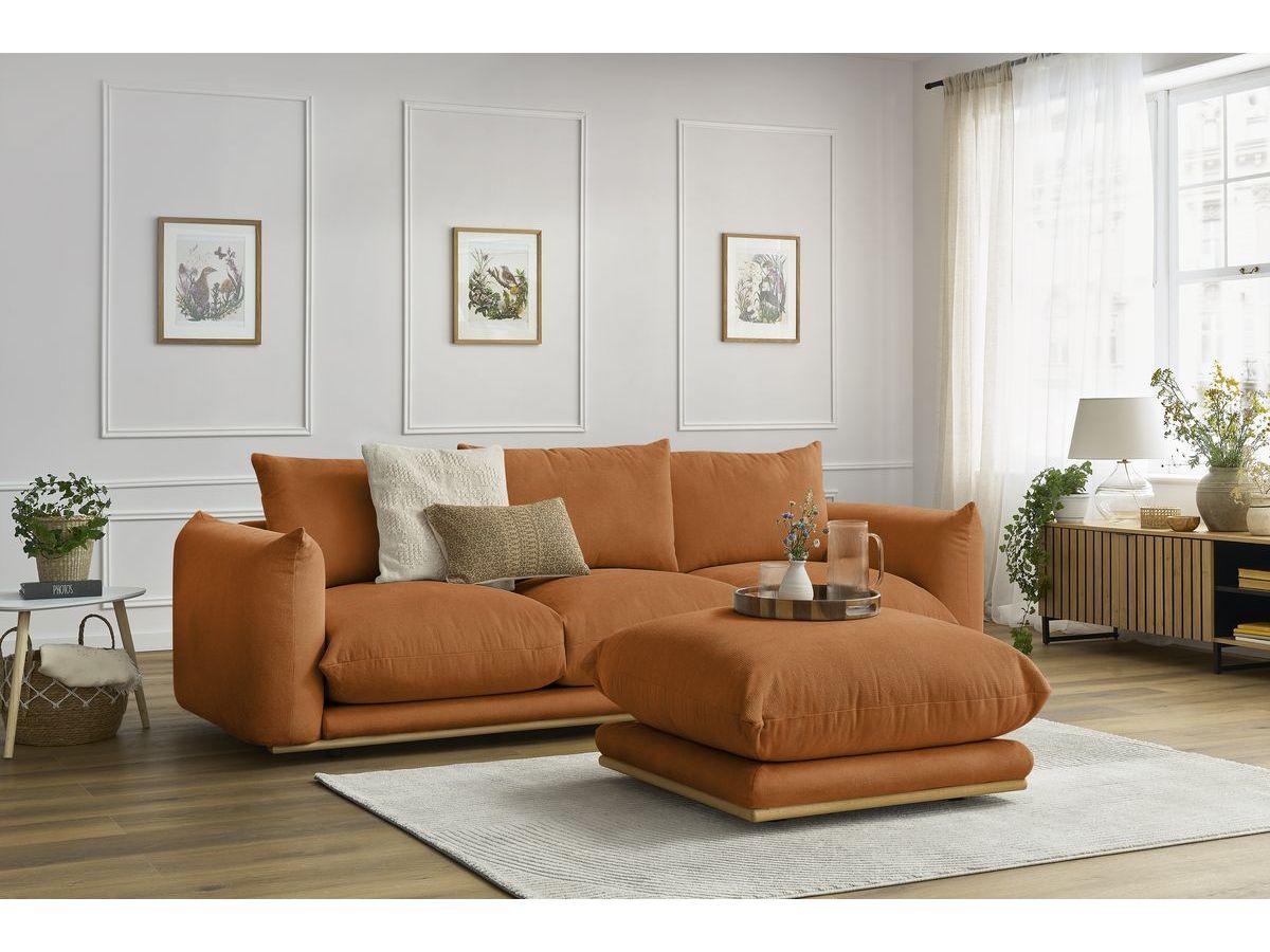 Canapé droit fixe 3 places ERNEST avec pouf