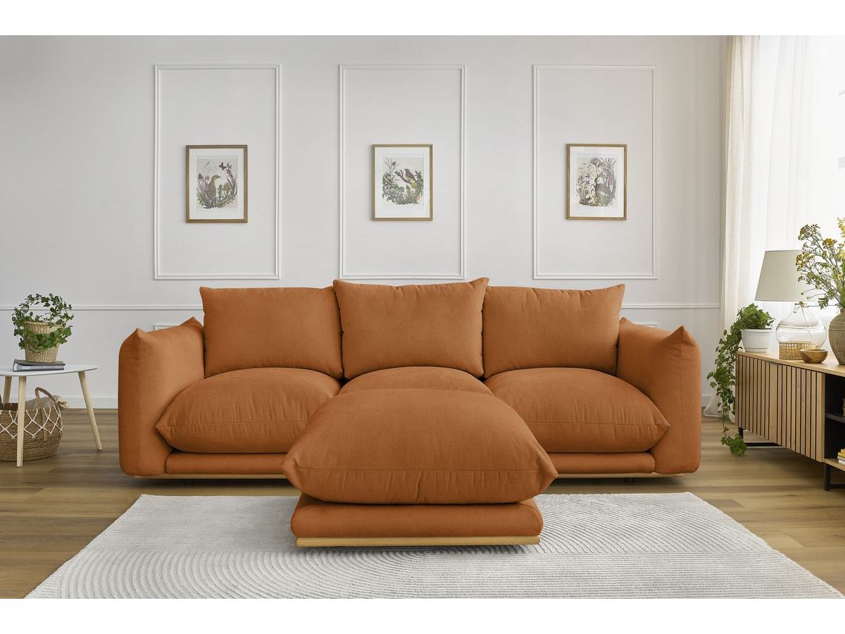 Canapé droit fixe 3 places ERNEST avec pouf