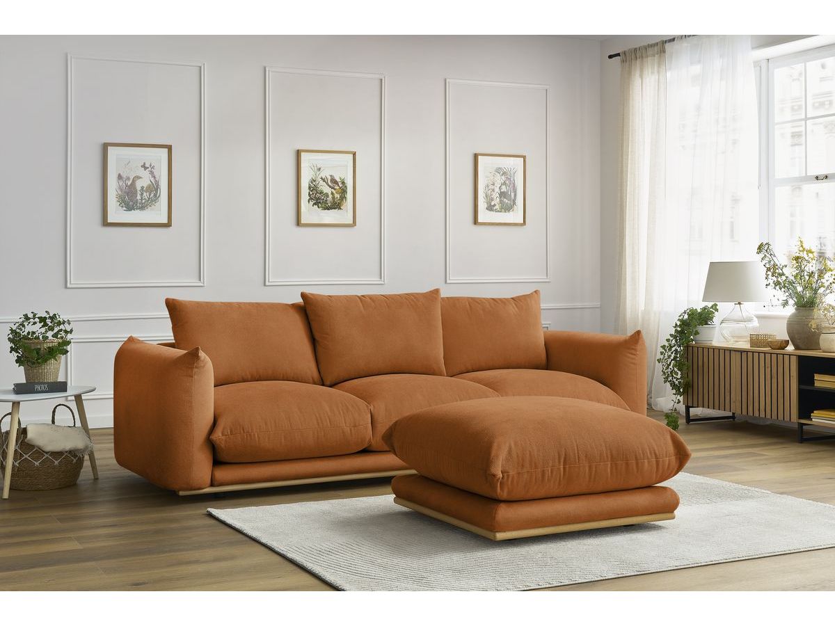 Canapé droit 3 places ERNEST avec pouf orange — vue 5