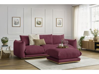 Canapé droit fixe 3 places ERNEST avec pouf