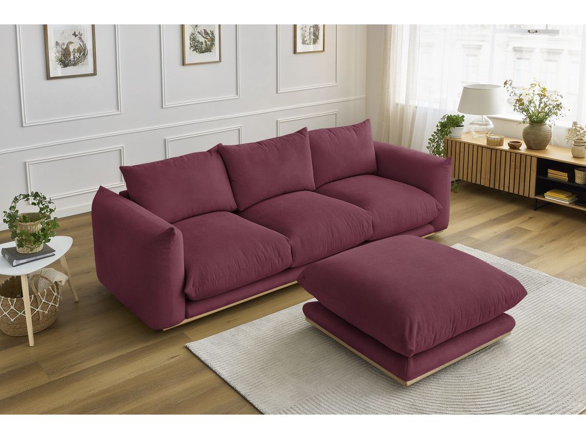 Canapé d'angle fixe EVEREST tissu chiné - Orange - Angle droit - 10 coussins