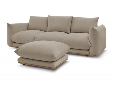Canapé droit fixe 3 places ERNEST avec pouf
