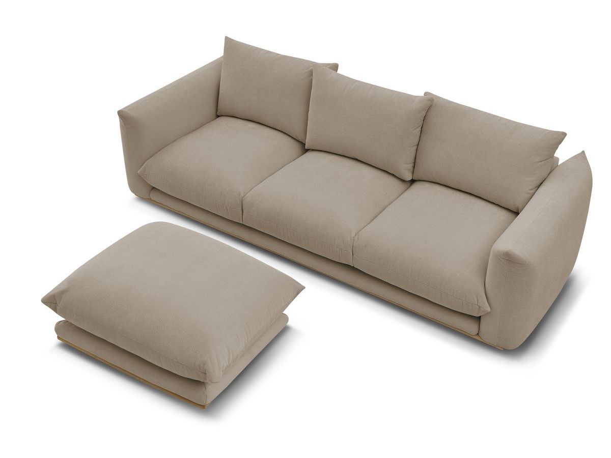 Canapé d'angle fixe EVEREST tissu chiné - Orange - Angle droit - 10 coussins