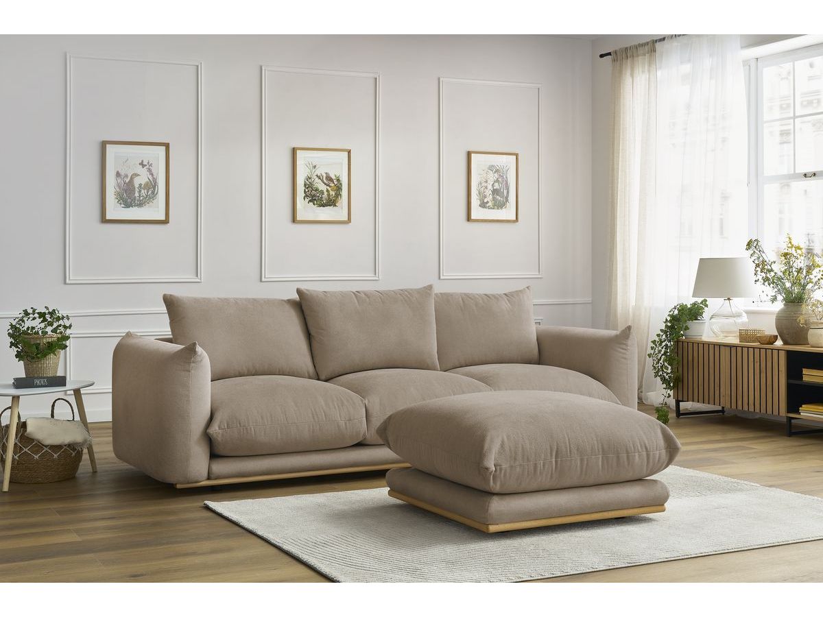Canapé droit 3 places ERNEST avec pouf taupe — vue 5
