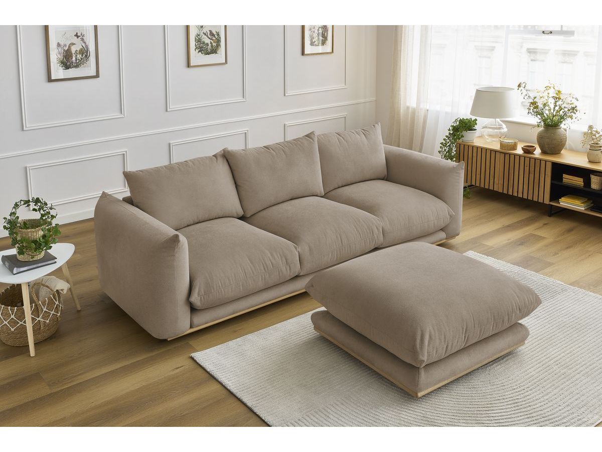 Canapé d'angle fixe EVEREST tissu chiné - Orange - Angle droit - 10 coussins