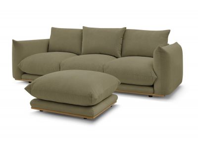 Canapé droit fixe 3 places ERNEST avec pouf