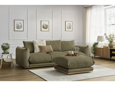 Canapé droit fixe 3 places ERNEST avec pouf