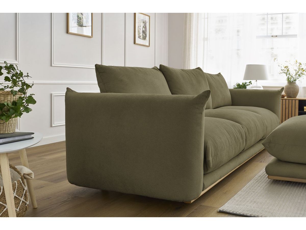 Canapé d'angle fixe EVEREST tissu chiné - Orange - Angle droit - 10 coussins