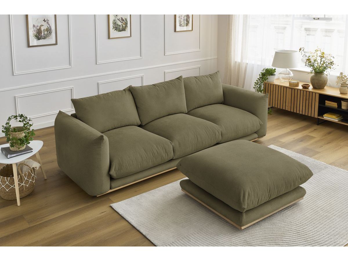 Canapé d'angle fixe EVEREST tissu chiné - Orange - Angle droit - 10 coussins