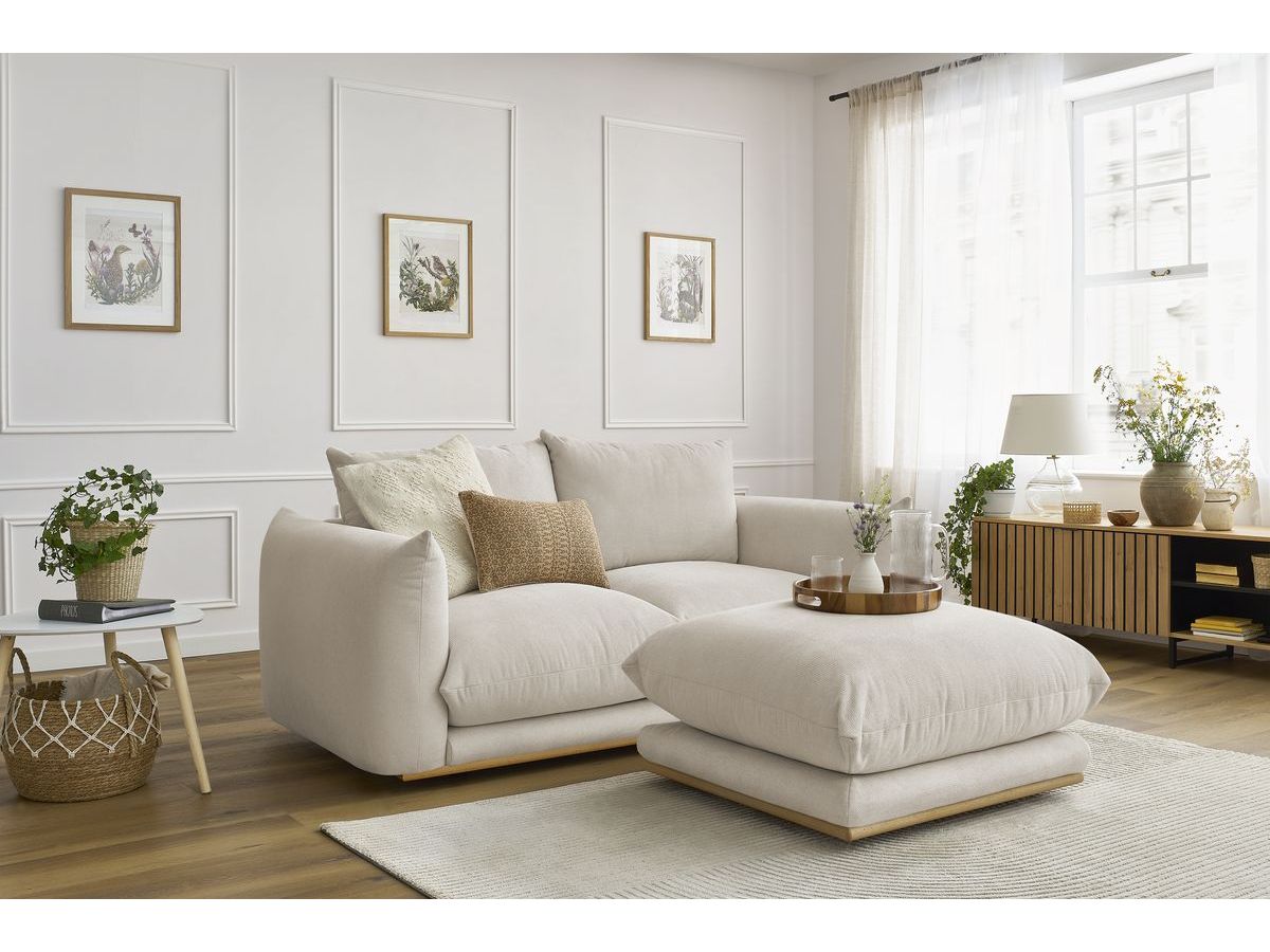 Canapé droit fixe 2 places ultra moelleux ERNEST avec pouf
