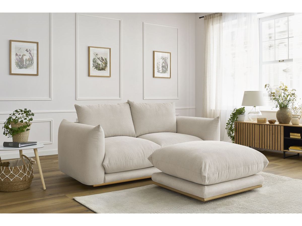 Canapé droit 2 places ERNEST avec pouf beige — vue 5