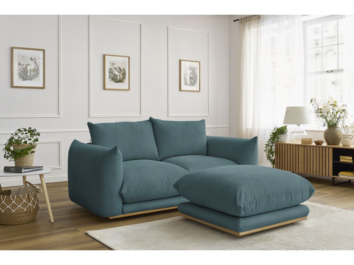 Canapé droit 2 places ERNEST avec pouf bleu foncé — vue 5