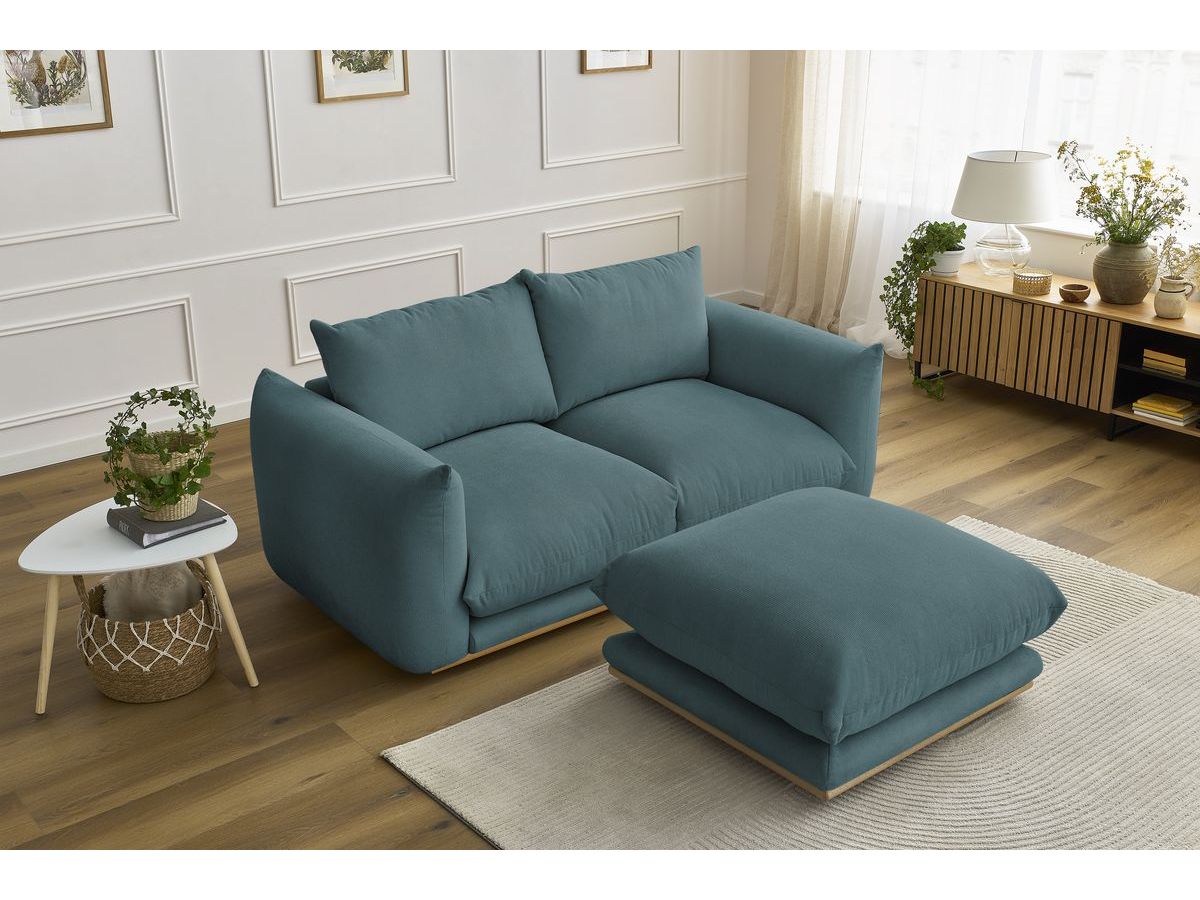 Canapé droit fixe 2 places ERNEST avec pouf