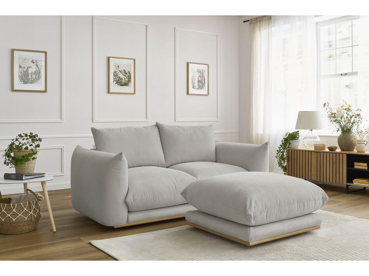 Canapé droit 2 places ERNEST avec pouf gris clair — vue 5