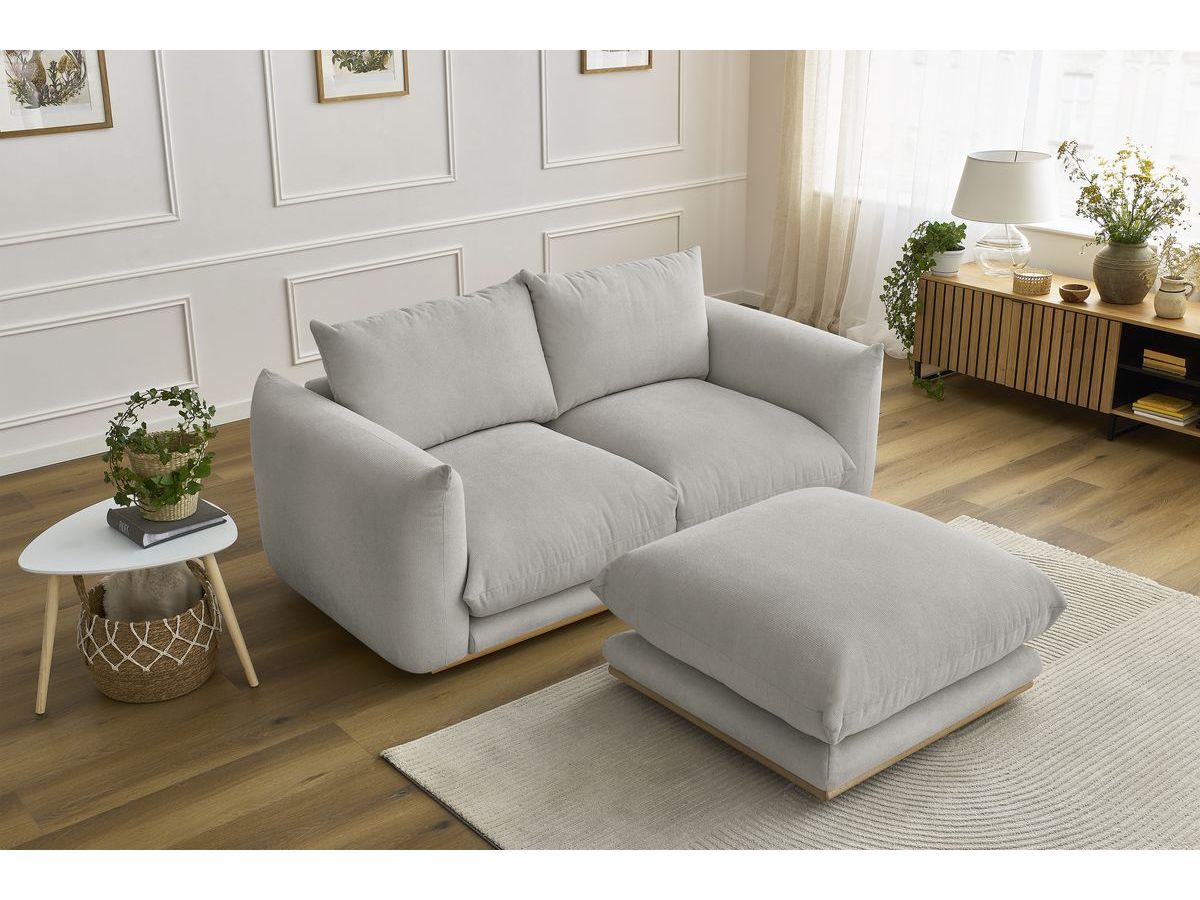 Canapé droit fixe 2 places ERNEST avec pouf